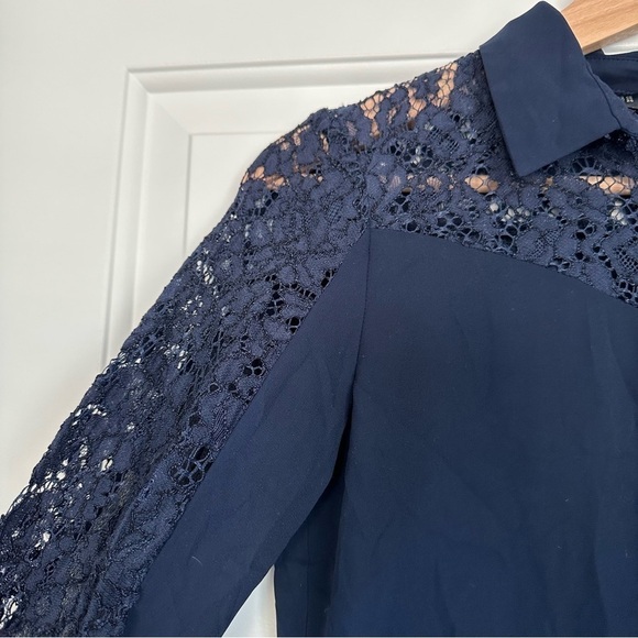 Long Sleeve Zara Basic Button down and Lace Blouse - Picture 3 of 7